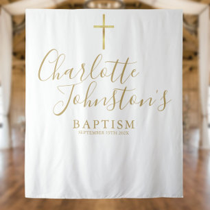 Tenture Fond de décor pour baptême en or avec écriture
