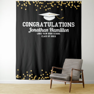 Tenture Fond de décor pour fête de remise de diplômes Noir