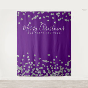 Tenture Fond de décor pour Noël argent et violet avec conf