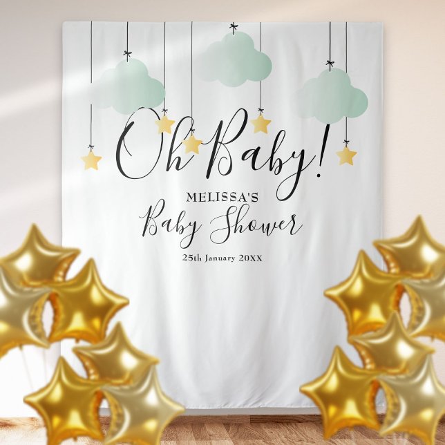 Tenture Fond de décor pour Photobooth Oh Baby Shower Twink (Oh Baby Shower Twinkle Stars Photo Booth Backdrop)