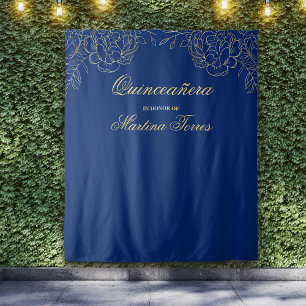 Tenture Fond de décor pour photomaton bleu royal et or pou