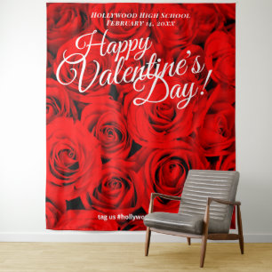 Tenture Fond de décor pour selfies de roses rouges pour la
