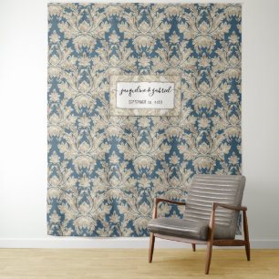 Tenture Fond de décoration de mariage élégant bleu damassé