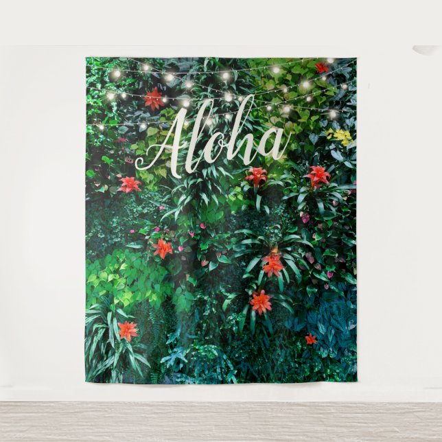 Tenture Fond de fête Aloha Lumières Fleurs Tropicales (Devant)