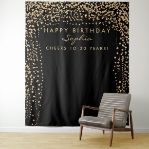 Tenture Fond de fête d'anniversaire avec confettis dorés p