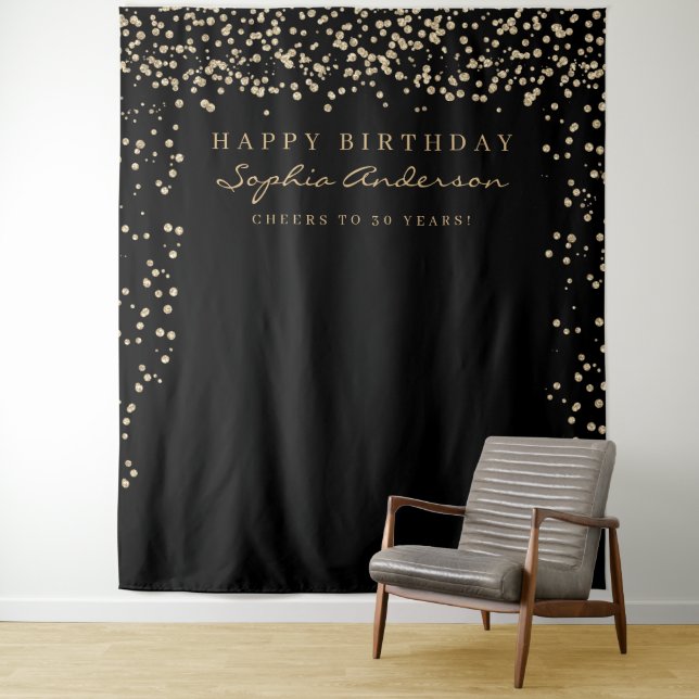 Tenture Fond de fête d'anniversaire Confetti Glam Gold Tou (En situation)
