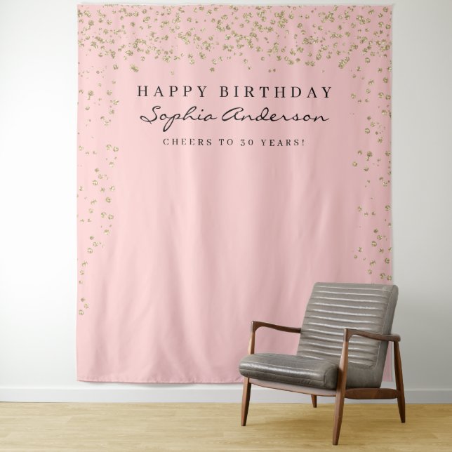 Tenture Fond de fête d'anniversaire Confetti Glam Gold Tou (En situation)
