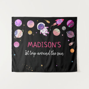 Tenture Fond de fête d'anniversaire d'astronaute fille ros