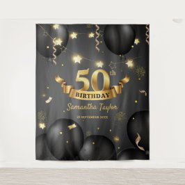 Tenture Fond de fête d'anniversaire élégant moderne or noi