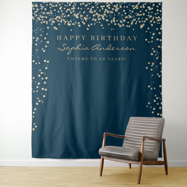 Tenture Fond de fête d'anniversaire Glam Gold Confetti tou (En situation)