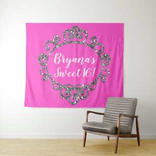 Tenture Fond de fête d'anniversaire paillettes argentées T