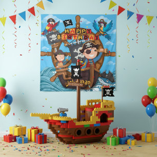 Tenture Fond de fête d'anniversaire pour enfants pirates B
