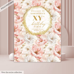 Tenture Fond de fête d'anniversaire rose poudré à motif fl