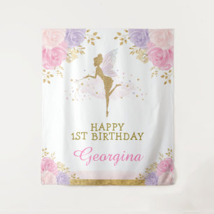 Tenture Fond de fête d'anniversaire rose violet floral fée