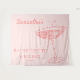 Tenture Fond de fête de bachelorette rétro rose Cocktail