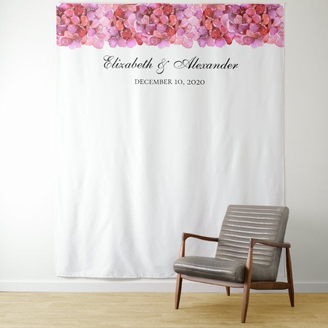 Tenture Fond de fleurs roses. Fond de mariage floral (En situation)