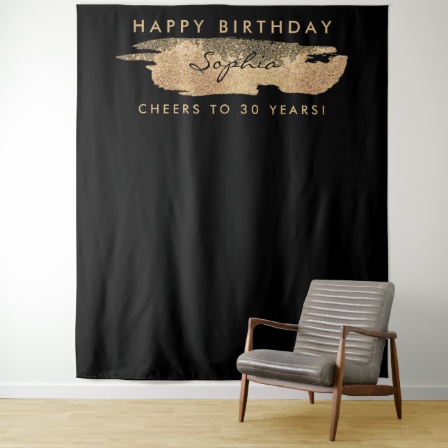 Tenture Fond de joyeux anniversaire Gold Streak, tous âges (En situation)