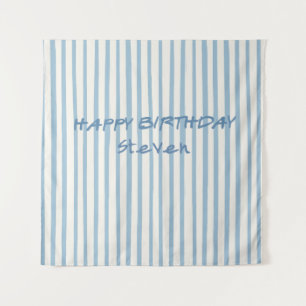 Tenture Fond de joyeux anniversaire rayé bleu fantaisiste