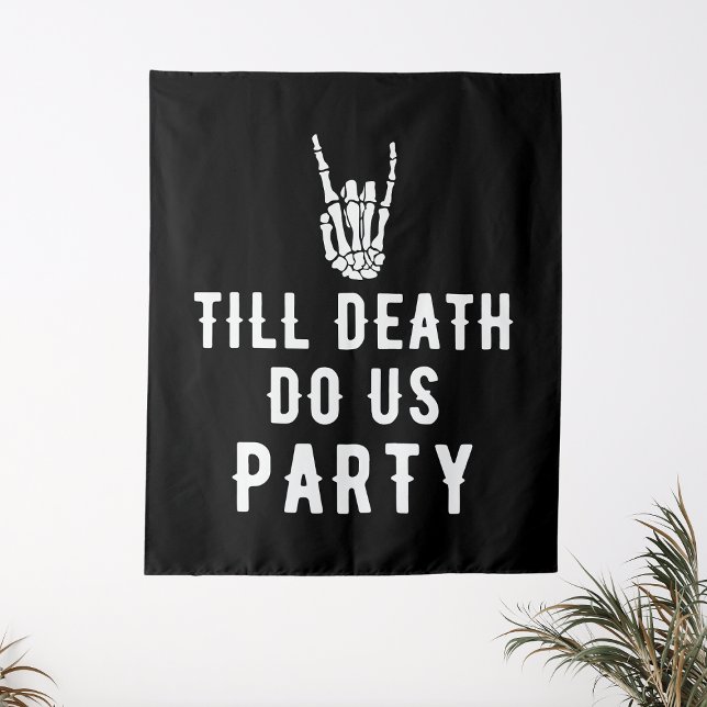 Tenture Fond de 'Jusqu'à ce que la mort nous sépare' squel (Till Death Do Us Party Backdrop Skeleton Black
)