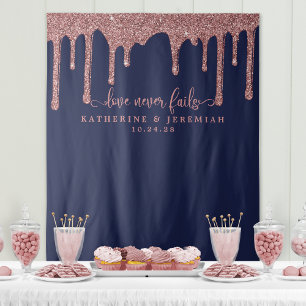 Tenture Fond de mariage à paillettes bleu marine et or ros