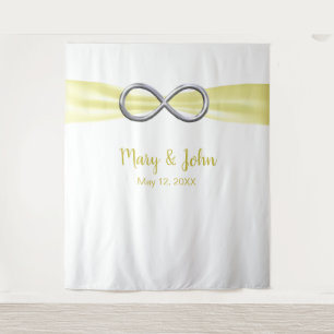 Tenture Fond de mariage argent infini ruban jaune