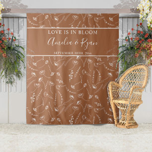 Tenture Fond de mariage avec croquis de fleurs sauvages en