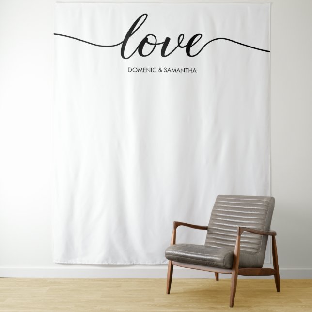 Tenture Fond de mariage avec écriture Simple Elegant Love (En situation)