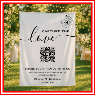 Tenture Fond de mariage avec QR Code pour photo Capture de
