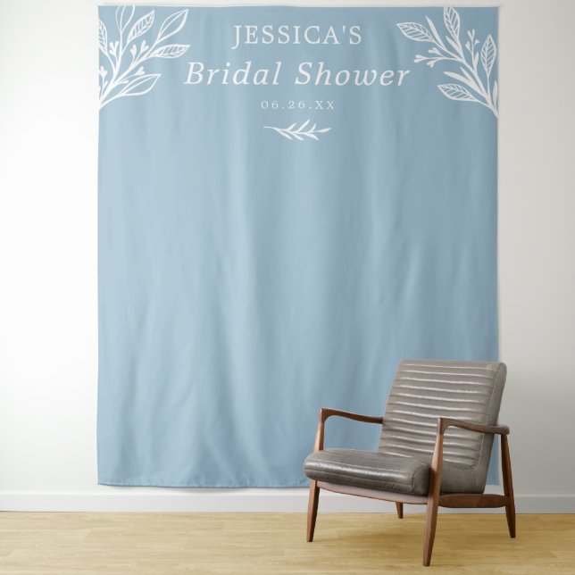 Tenture Fond de mariage champêtre poussiéreux bleu (En situation)