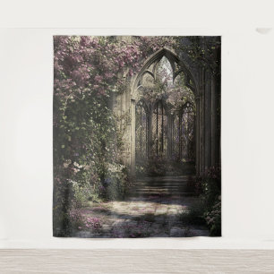 Tenture Fond de mariage en ruine d'église florale gothique