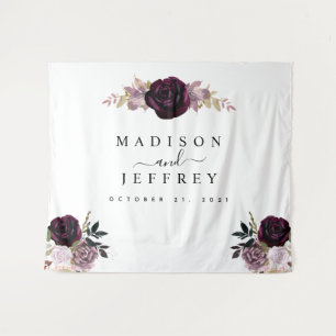 Tenture Fond de mariage floral automnal mauve prune vinico