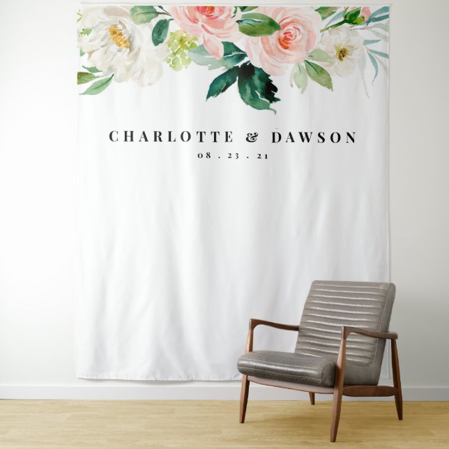 Tenture Fond de mariage Floral Blush, Accessoire de Photob (En situation)