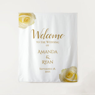 Tenture Fond de mariage floral de roses jaunes élégantes