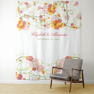 Tenture Fond de mariage floral d'Hibiscus jaune et d'Hiron