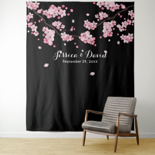 Tenture Fond de mariage floral élégant à fleurs de cerisie