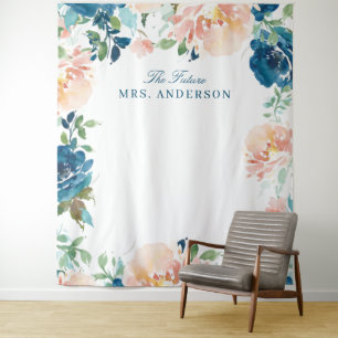 Tenture Fond de mariage floral marine Midnight Blooms