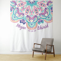 Fond de mariage floral moderne turquoise et violet