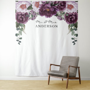 Tenture Fond de mariage floral romantique aux pivoines pru