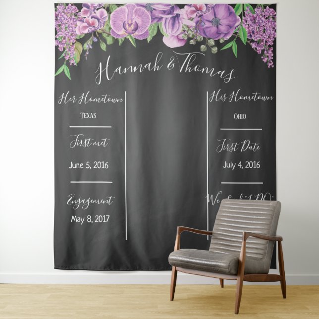 Tenture Fond de mariage floral violet, accessoire de photo (En situation)