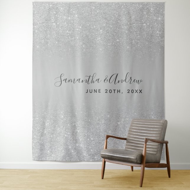 Tenture Fond de mariage gris ombré pailleté argent (En situation)