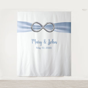 Tenture Fond de mariage Infinity Argent Ruban Bleu