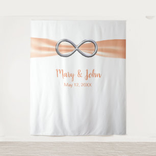Tenture Fond de mariage Infinity argent ruban orange