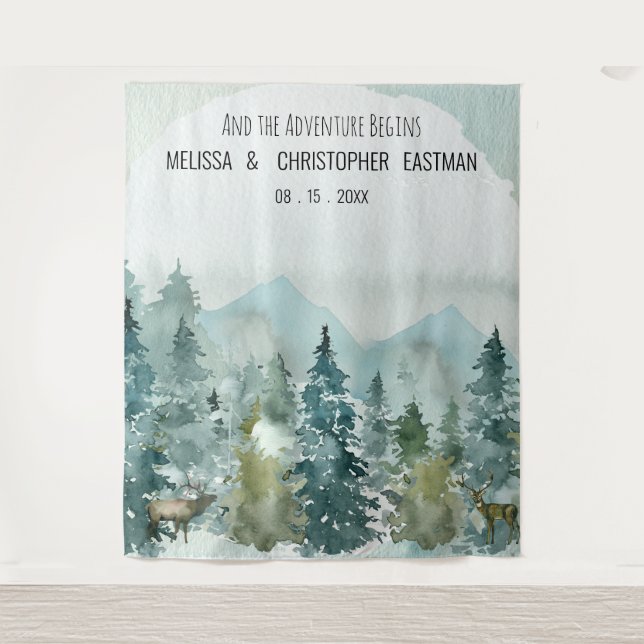 Tenture Fond de mariage merveilleux en forêt Photobooth (Devant)