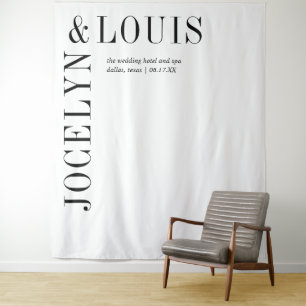 Tenture Fond de mariage moderne noir et blanc audacieux
