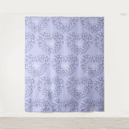 Tenture Fond de mariage monogrammé blanc et bleu avec tuli