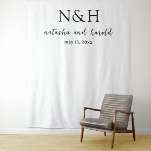 Tenture Fond de mariage noir et blanc à monogramme gras