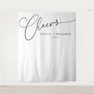 Tenture Fond de mariage personnalisé avec écriture 'Cheers