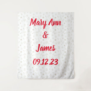 Tenture Fond de mariage personnalisé avec lumières rose or