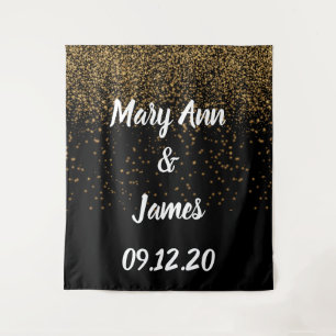 Tenture Fond de mariage personnalisé avec lumières rose or