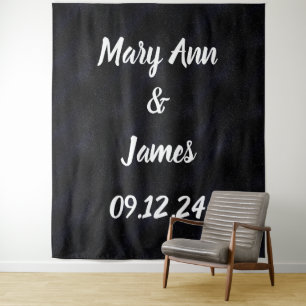 Tenture Fond de mariage personnalisé avec lumières rose or